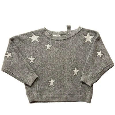 Vintage Havana Exposed Shoulder Star Sweater Gray And White Size Small - Image 1 of 4