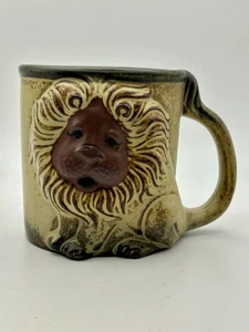 Vintage 1970s John Buck Studios Lion Pottery Mug Coffee Cup Animal Lover Gift - Picture 1 of 9