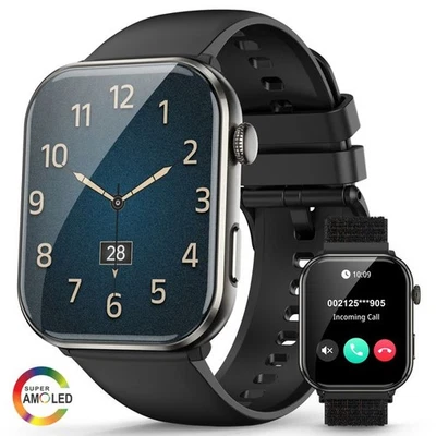 Smartwatch Damen Herren(2 Armbändern),1.96" HD AMOLED Smartwatch mit Telefonfunk - Bild 1 von 4
