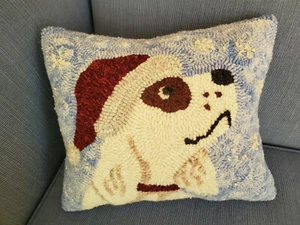 Santa Pup Rug Hooking Paper Pattern - Prairie Road Designs - Picture 1 of 2