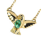 Crescenbert K18YG recrystallized emerald pendant necklace 0.14ct hawk - Auth fre