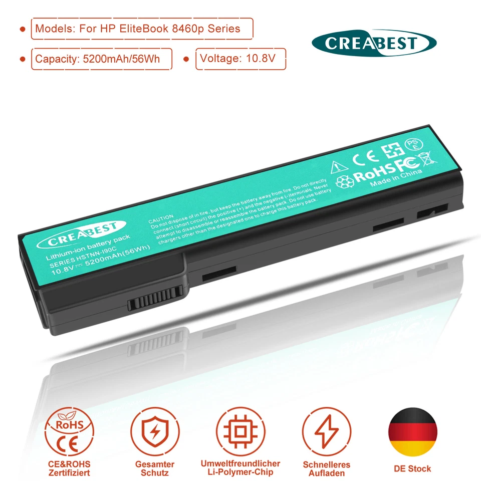 10.8V HSTNN-I90C I91C LB2F LB2G W81C Akku Für HP ProBook 6360t 6460b 6465b 6470b - Bild 1 von 4