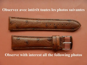 21 mm BRACELET FACON AUTRUCHE VEAU VERITABLE MARRON "GOLD" 18 mm A LA BOUCLE - Imagen 1 de 16