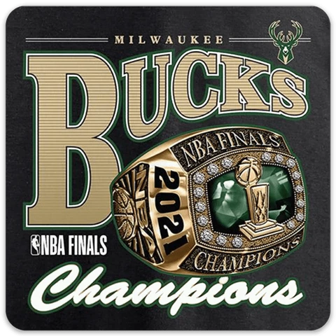 Milwaukee Bucks 2021 Champions NBA Basketball w/ Ring & Logo type MAGNET Cover