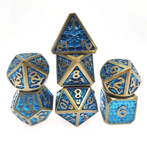 Blue Metal Dice Polyhedral Dice Set for DND RPG MTG Role Playing Tabletop Game - Picture 1 of 3