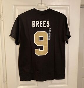 New! New Orleans Saints Drew Brees Mens Jersey T Shirt Sz L Black NFL