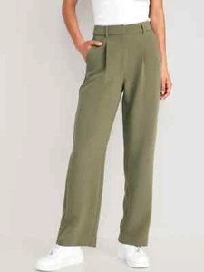 Old Navy Taylor Wide Leg Trouser Pants Women S Tall Stone Wall Suit Office NEW - Picture 1 of 11