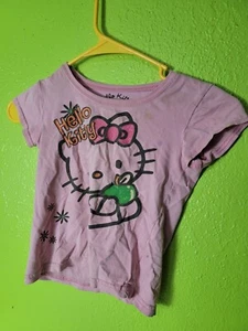Hello Kitty Pink Youth Girls Shirt 2006 Cotton Green Apple Small - Picture 1 of 5