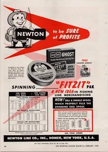 1956 Ghost Spinning Line Newton Line Company Print Ads - Imagen 1 de 2