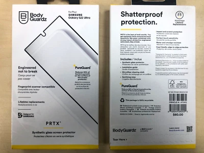 BodyGuardz Synthetic Glass Screen Protector for Samsung Galaxy S22 Ultra - Image 1 of 2