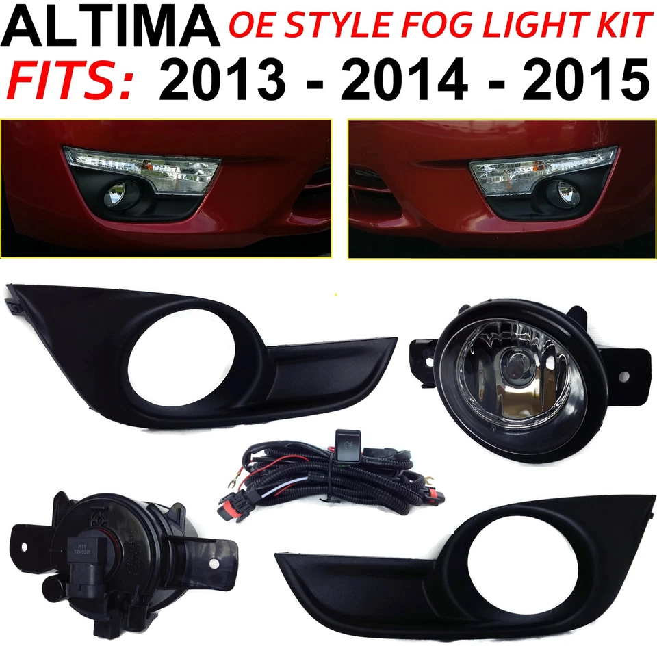 FITS 2013 14 15 NISSAN ALTIMA FOG LIGHT KIT HARNESS SWITCH LAMPS BEZELS BULBS - Image 1 of 4
