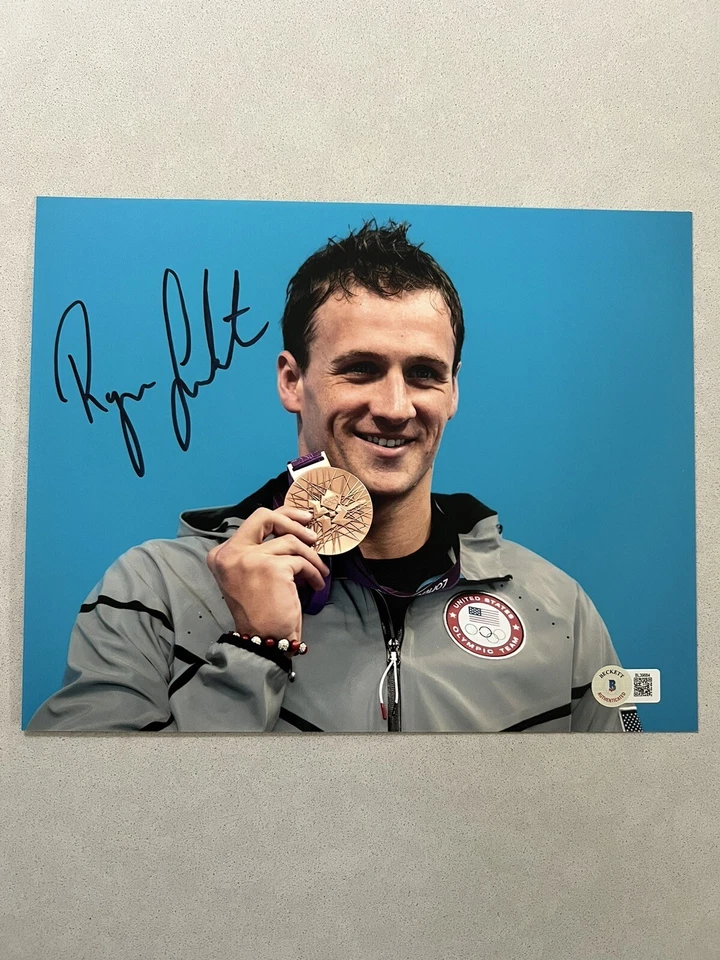 Foto autografada 8x10 assinada por Ryan Lochte Beckett BAS CERTIFICADO DE AUTENTICIDADE EUA natação olímpica - Imagem 1 de 1