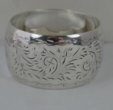 Heavy English Hallmarked Silver Engraved Floral Napkin Ring