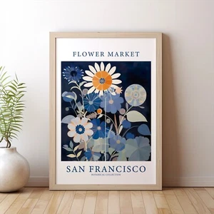 Flower Market San Francisco Botanical Floral Poster  Wall Art Print A3 A4 A5 - Picture 1 of 6