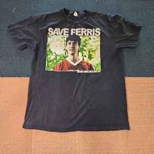 Damaged* Save Ferris Buellers Day Off Adult T-Shirt Large Black Graphic K1a - Picture 1 of 12