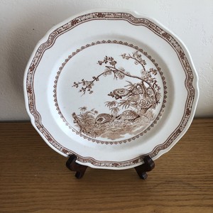 Furnivals Quail Brown    Birds Flowers Bands    1 Dinner Plate  10 1/ 8"