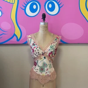 Top floreale Moschino rosa economico e chic nuovo con etichette - Foto 1 di 11