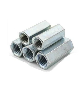 5 Stück M10 x 1,5 x 50 mm lang Stabkupplung Sechskantmutter Verbinder verzinkt - Bild 1 von 4