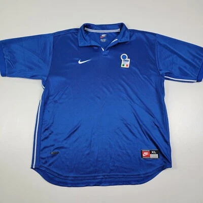 Vintage Team Italy Italia Soccer Nike 1997 1998 Home  Jersey Blue Rare XL - Image 1 of 4