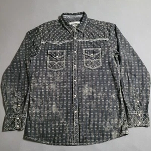 BKE VINTAGE SHIRT Men's LARGE Standard Fit Button Down Pearl Snap Long Sleeve - Picture 1 of 7