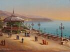 Hubert Sattler, Pavillon auf belebter Strandpromenade, um 1890, Öl auf Holz, 