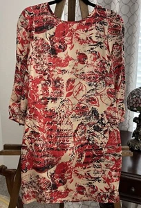 Tahari Arthur S. Levine Women's Lined Dress Red & Tan Design Sz 2 - Bild 1 von 5