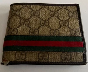 GUCCI GG Supreme Canvas & Leather Bi-Fold Brown Wallet Made in Italy AUTHENTIC - Picture 1 of 11