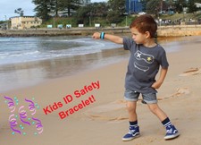 Kids ID Safety Bracelet Children Travel Autism Disability Allergy Wristband Blue