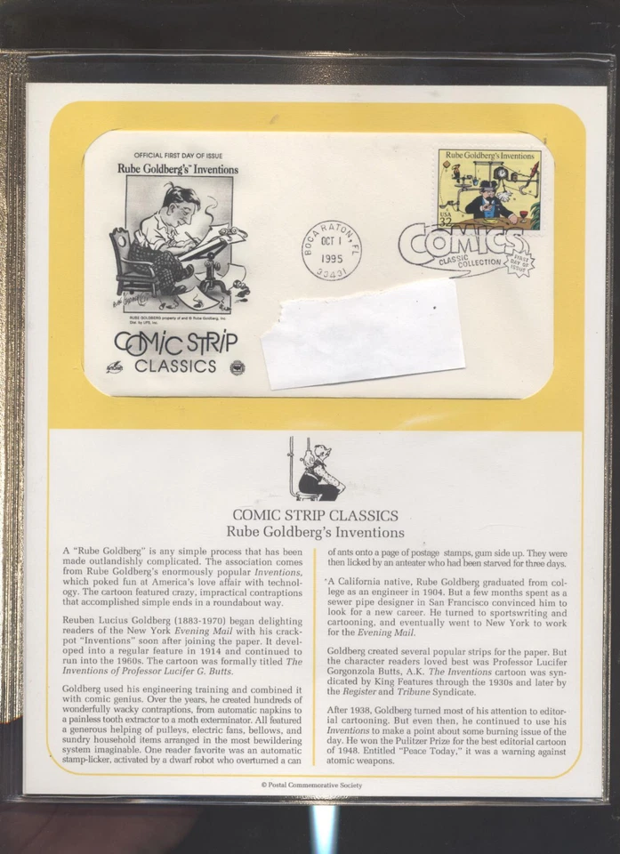 RUTH GOLDBERGS' INVENTIONS - First Day Of Issue  OCTOBER 1 1995 COMICS CLASSIC  - Image 1 of 1