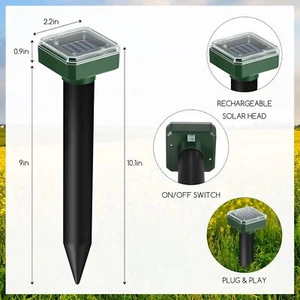 Solar Rat Repellent (4-Pack) - 4 Units, Solar-Charged, Pest Control - Picture 1 of 9