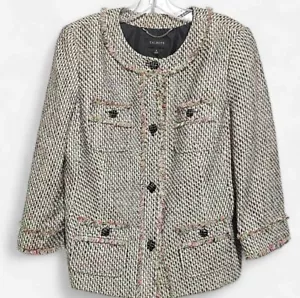 Talbots Size 8 Classic Tweed Jacket Blazer Multicolor Button Front 3/4 Sleeves - Imagen 1 de 12