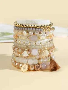 10pcs/set Tassel Charm Beaded Bracelet Fashion Jewelry Accessories for Women - Picture 1 of 4
