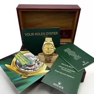 Rolex President 36mm Day-Date 18038 Yellow Gold Champagne Dial Automatic Watch - Picture 1 of 7