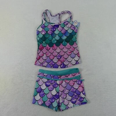 Traje de baño Proallo niñas Tankini extra grande boyshort verde azulado púrpura sirena escamas Foto 1 de 4