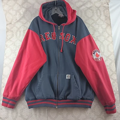 Stitches MLB Boston Red Sox Full Zip Hoodie Sweatshirt Blue Red Mens Large - Image 1 of 4