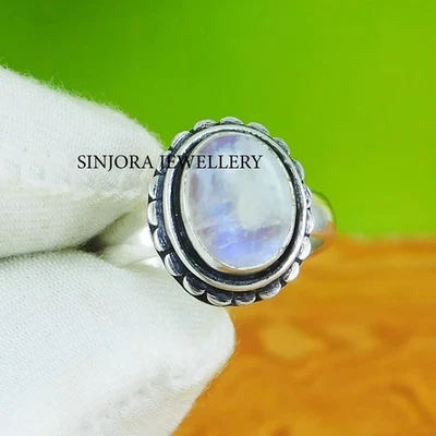 Anello regalo fatto a mano in argento sterling 925 con pietra di luna... - Immagine 1 di 4