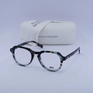 McQueen MQ0348O 004 Havana with Shiny Green 50mm Eyeglasses New Authentic - Picture 1 of 6