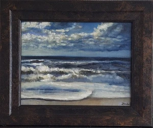 Original Ölgemälde Oil Ocean Strand Wellen Gischt Wolken Licht Impressionismus - Bild 1 von 9