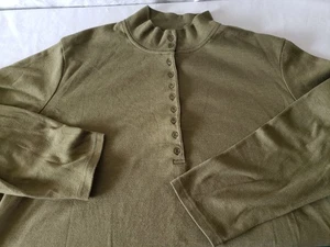 Top Northcrest Henley Manga Larga Talla 4X Para Mujer Plus 28W Verde Oliva Cuello Simulado - Imagen 1 de 4