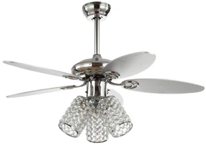 Kris 42 in. Chrome 3-Light Crystal LED Ceiling Fan with Light and Remote - Picture 1 of 1
