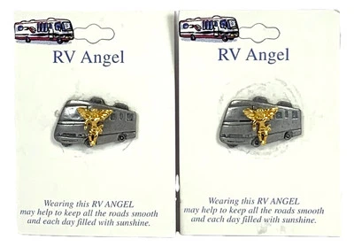"Par de prendedores de ángel de la guarda autocaravana ángel estaño y prendedor cardado tono dorado 1""" Foto 1 de 3
