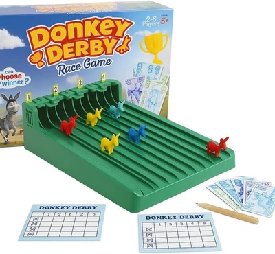 Donkey Derby Race Night Game Fun Family Horse Racing Board Home Betting Game - Image 1 of 3