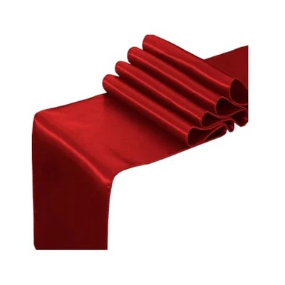 Paquete de 2 corredores de mesa satinados de 12 x 108 pulgadas rojo largo satinado rojo oscuro Foto 1 de 3
