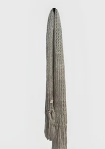 Chunky Knit Fringe Scarf - Soft Acrylic Winter Wrap - Light Gray - 31” Long - Picture 1 of 4