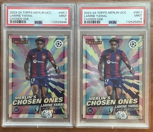 Lot (x2) 2023-24 Lamine Yamal Topps Merlin UCC Chosen One PSA 9 Mint 🔥 #MC1 - Picture 1 of 2