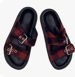 Isabel Marant Womens Plaid Buckle Wool Slides NEW Sandals 41 Ledkin 9 9.5 Lenny - Picture 1 of 12