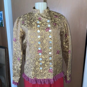 Women Brocade Satin Jacket Ikon Clothing Chinese Traditional Vintage #mbc - Picture 1 of 13