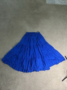 Vintage 90er Kaktus Blume blau Stufen Maxirock Boho Prärie Bauer Einheitsgröße Petite USA - Bild 1 von 6