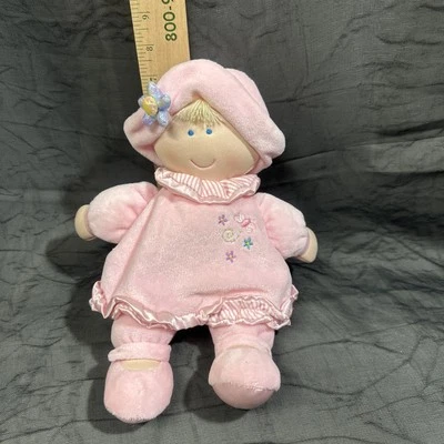 Kids Preferred Plush Girl Baby Doll Pink Butterfly Blue Flower Hat Plush Toy - Image 1 of 4