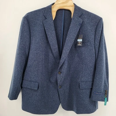 Stafford Big&Tall Seasonal Textures Sports Coat Jacket Navy Mens 54 Regular New - Image 1 of 4